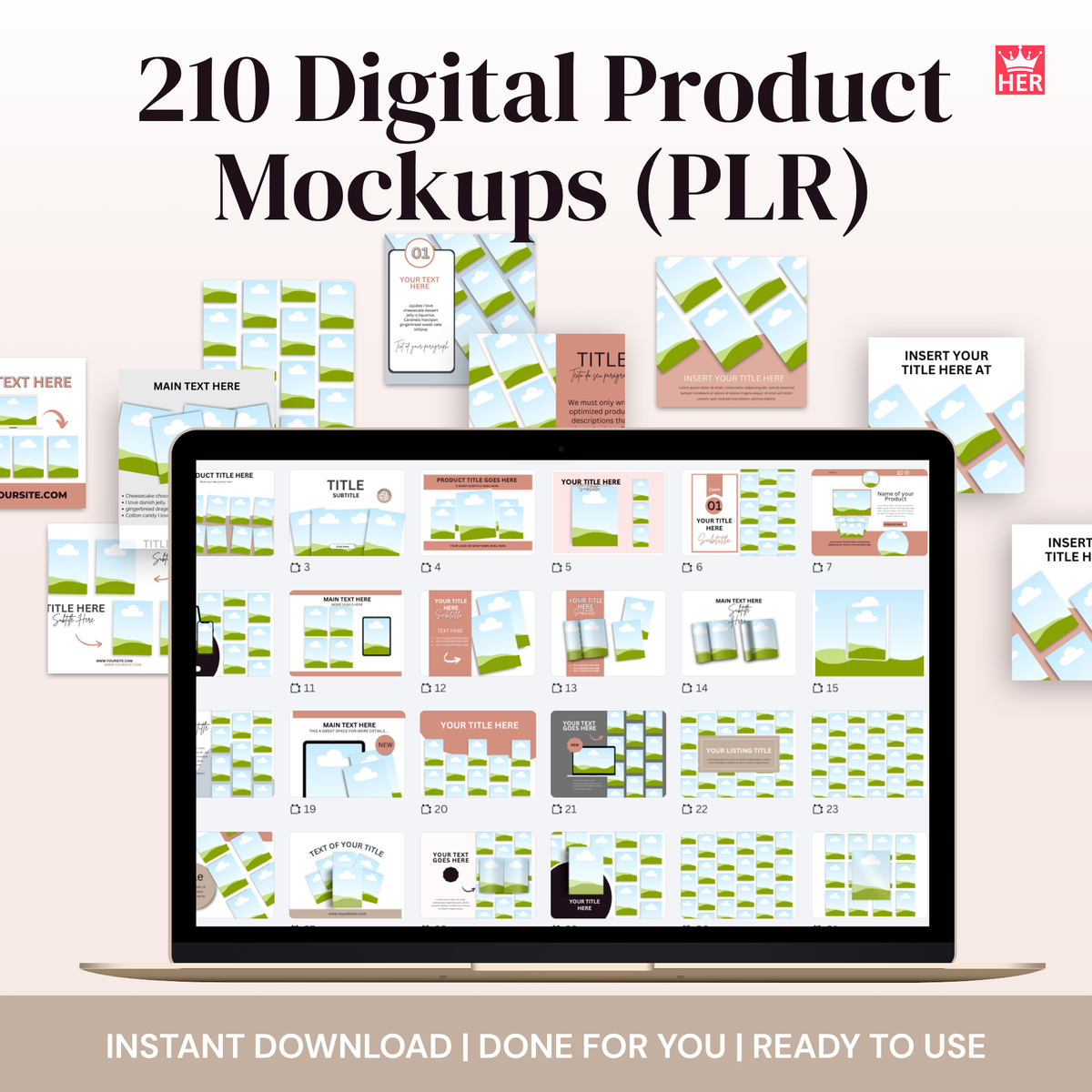 210 Digital Product Mockups (PLR)