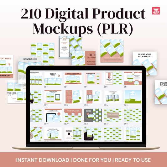 210 Digital Product Mockups (PLR)