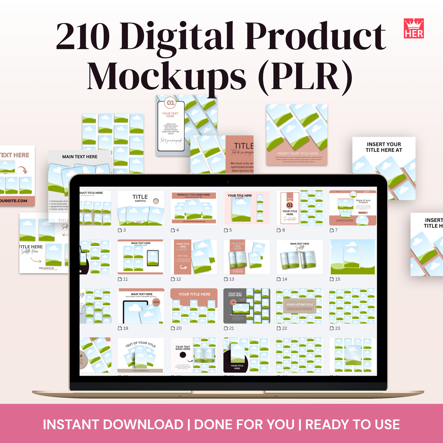 210 Digital Product Mockups (PLR)